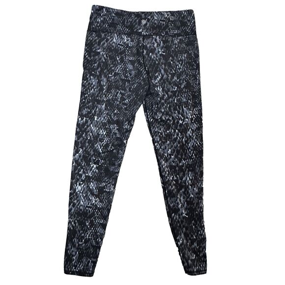 Athleta Womens L Leggings Black Gray Snake Print High Rise Stretch Athleisure - Picture 2 of 12